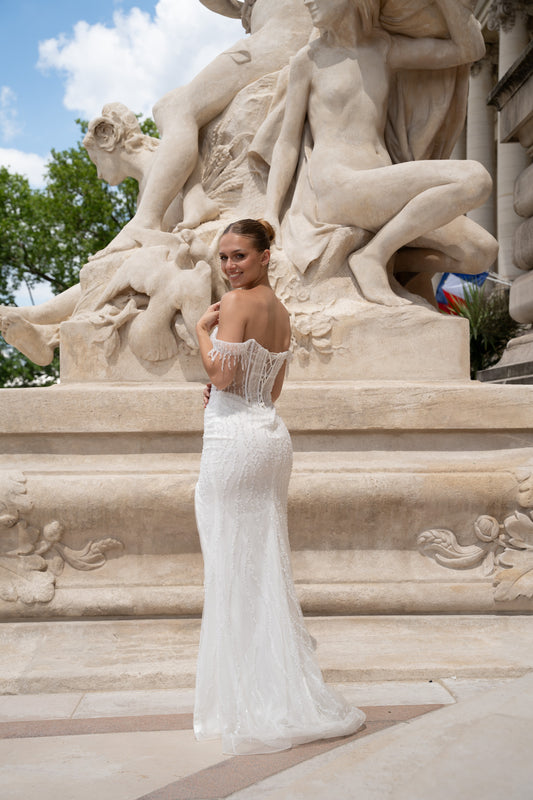 White lace wedding dress