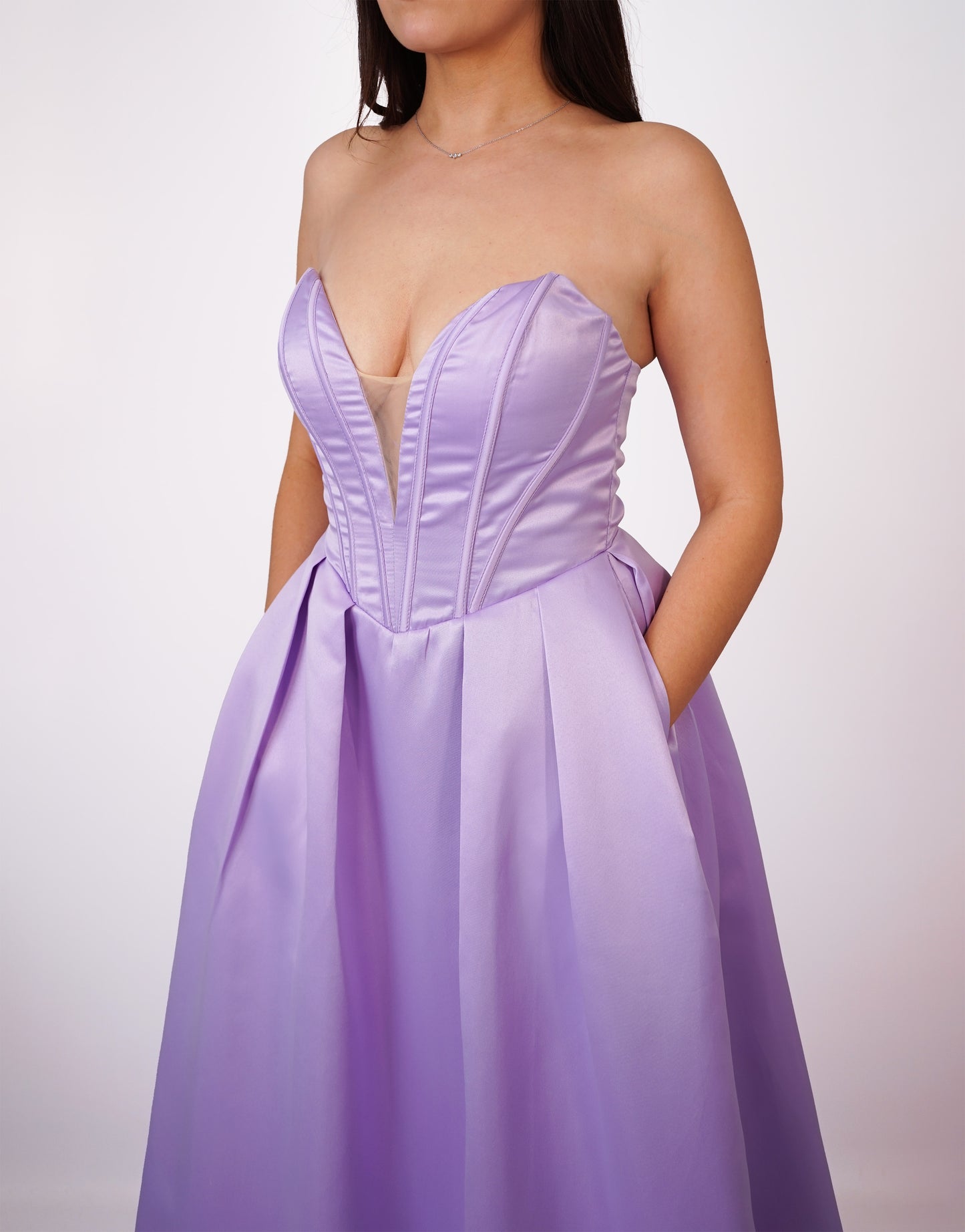 Robe bustier évasée lilas