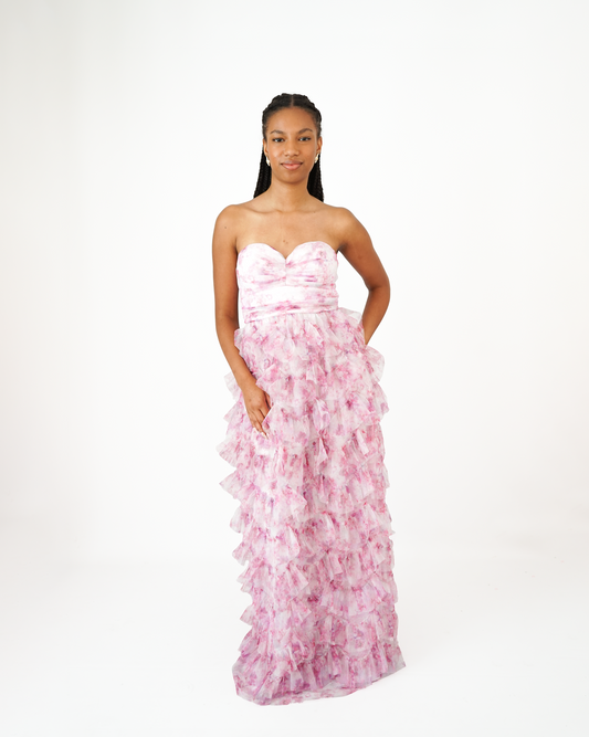 Robe A Volants Rose