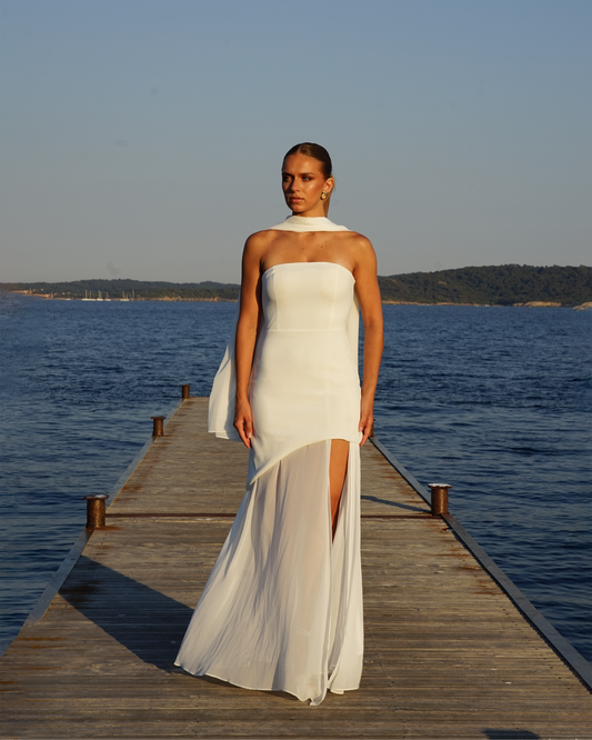 Longue Robe Blanche Jupe Fluide