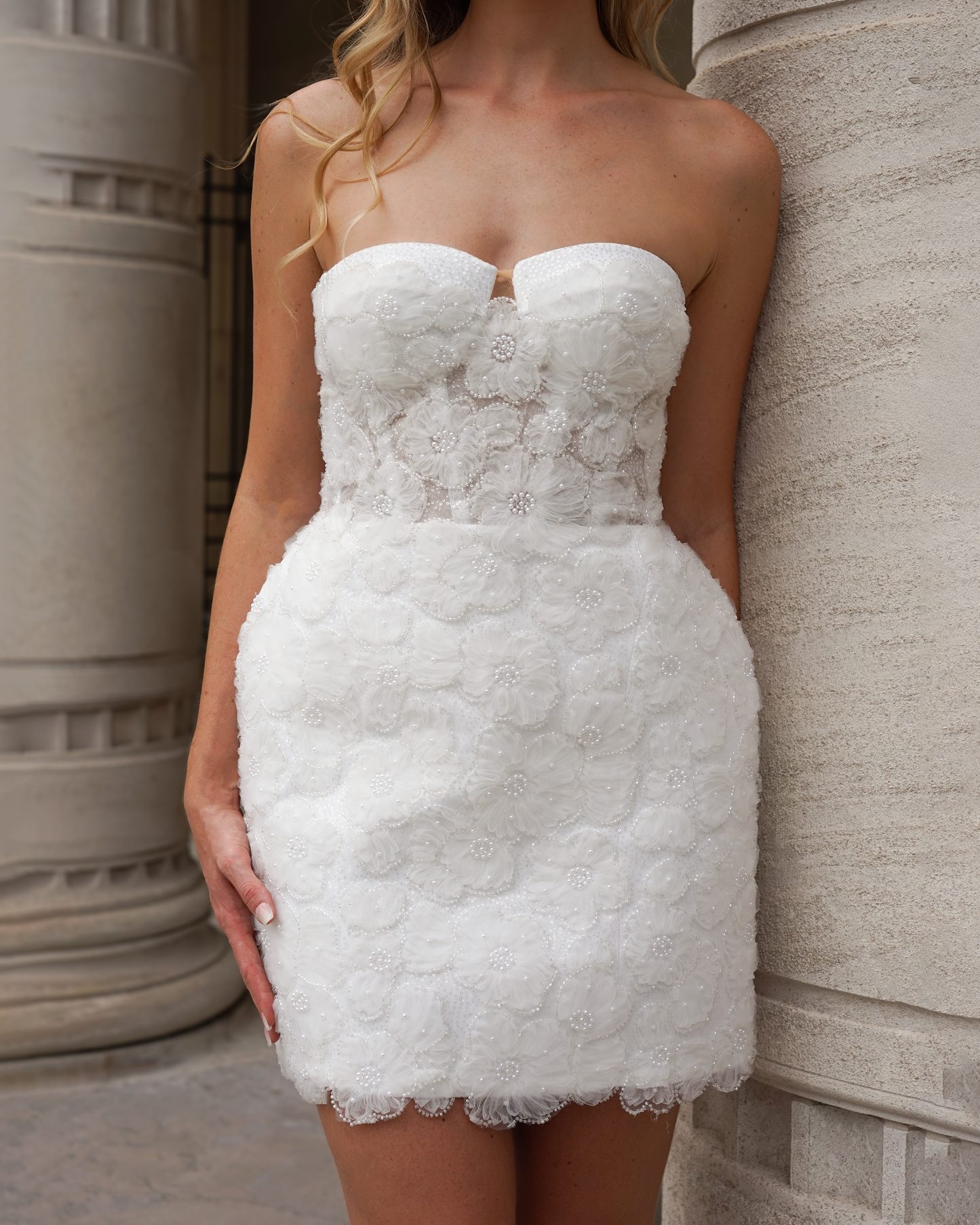 Short Strapless Wedding Dress