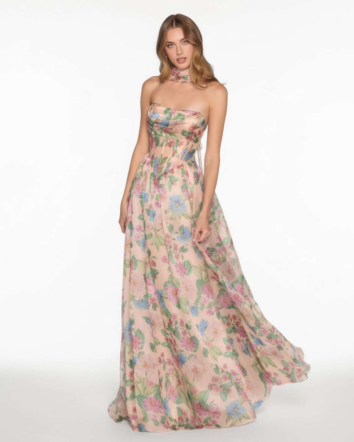 Flora - Longue robe bustier fleurie – Lemon Nana