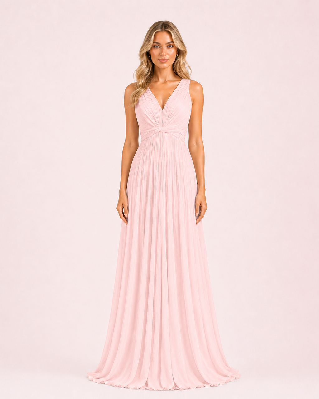 Ambre - Longue robe en satin irisé rose