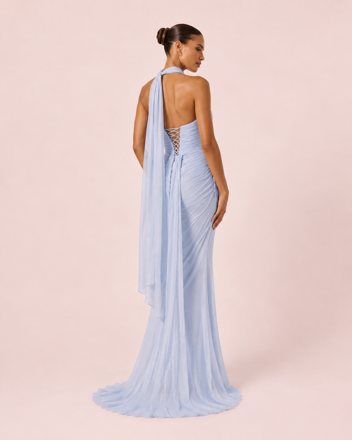 Angélina- Longue robe bustier bleu ciel