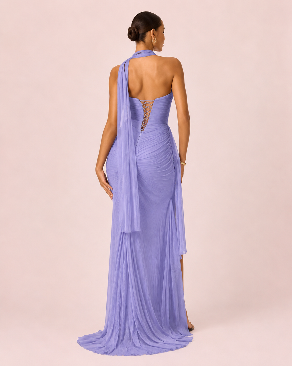 Angélina- Longue robe bustier violet
