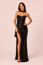 Angélina- Longue robe bustier noir