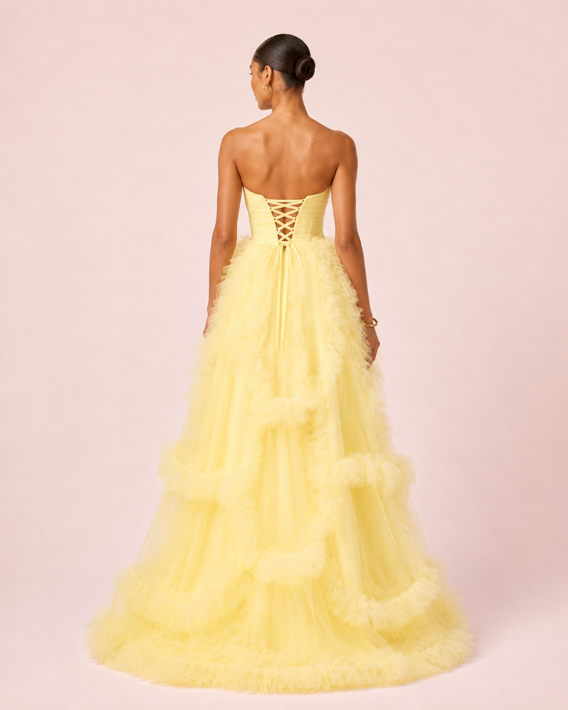 Alia - Longue robe en tulle jaune