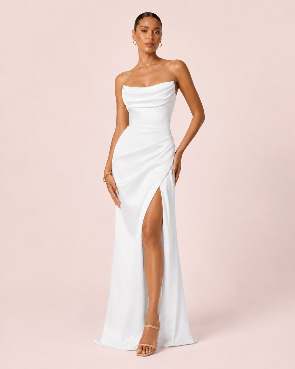 Angie - Longue robe bustier blanche