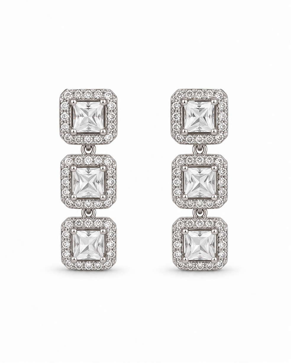 Éclat - Boucles d'oreilles carré argent