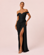 Camélia - Longue robe bustier noir