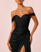 Camélia - Longue robe bustier noir