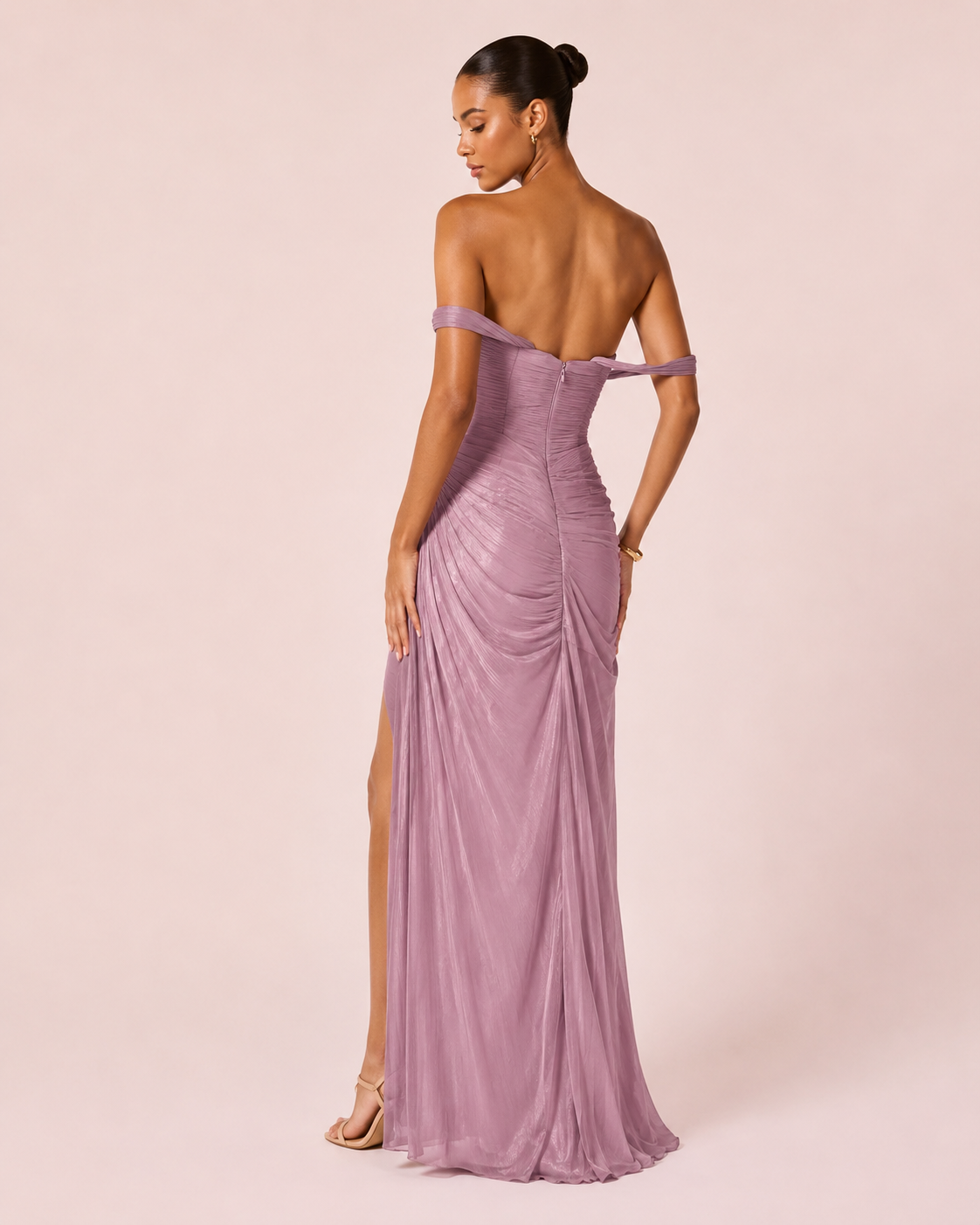 Camélia - Longue robe bustier rose