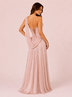Catherine - Longue robe asymétrique rose