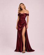 Carla - Robe corset à épaules dénudées bordeaux