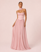 Célia - Longue robe fluide rose