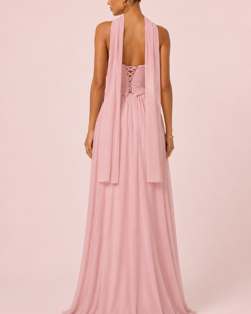 Célia - Longue robe fluide rose