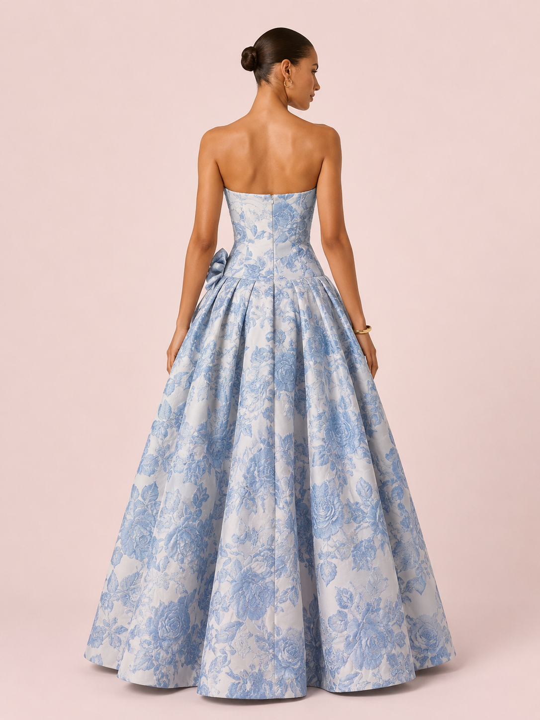 Charlotte - Robe en jacquard bleu
