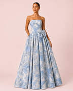 Charlotte - Robe en jacquard bleu