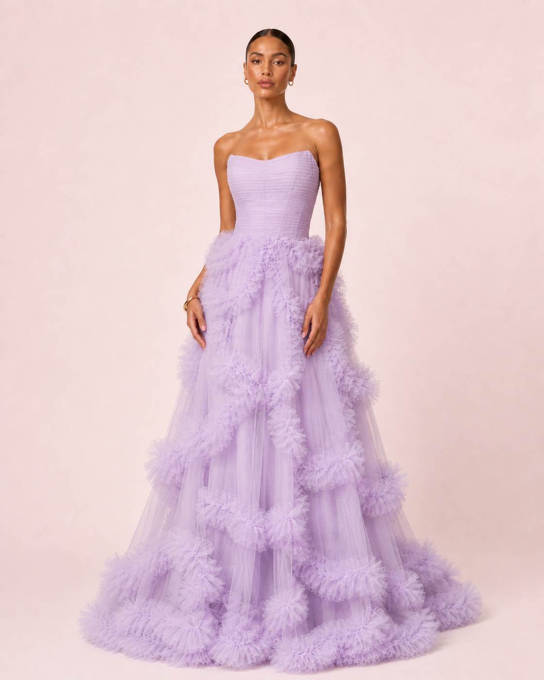 Alia - Longue robe en tulle lilas