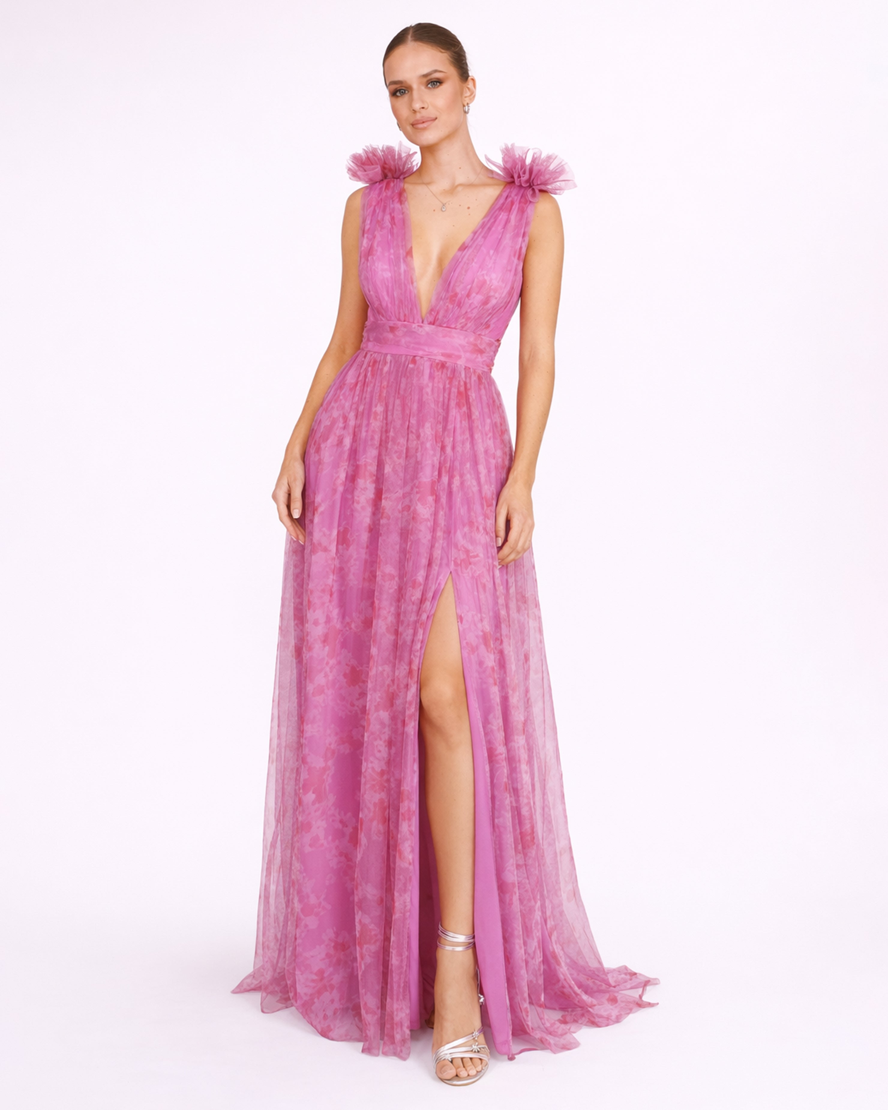 Lucie - Longue robe en tulle fleurie