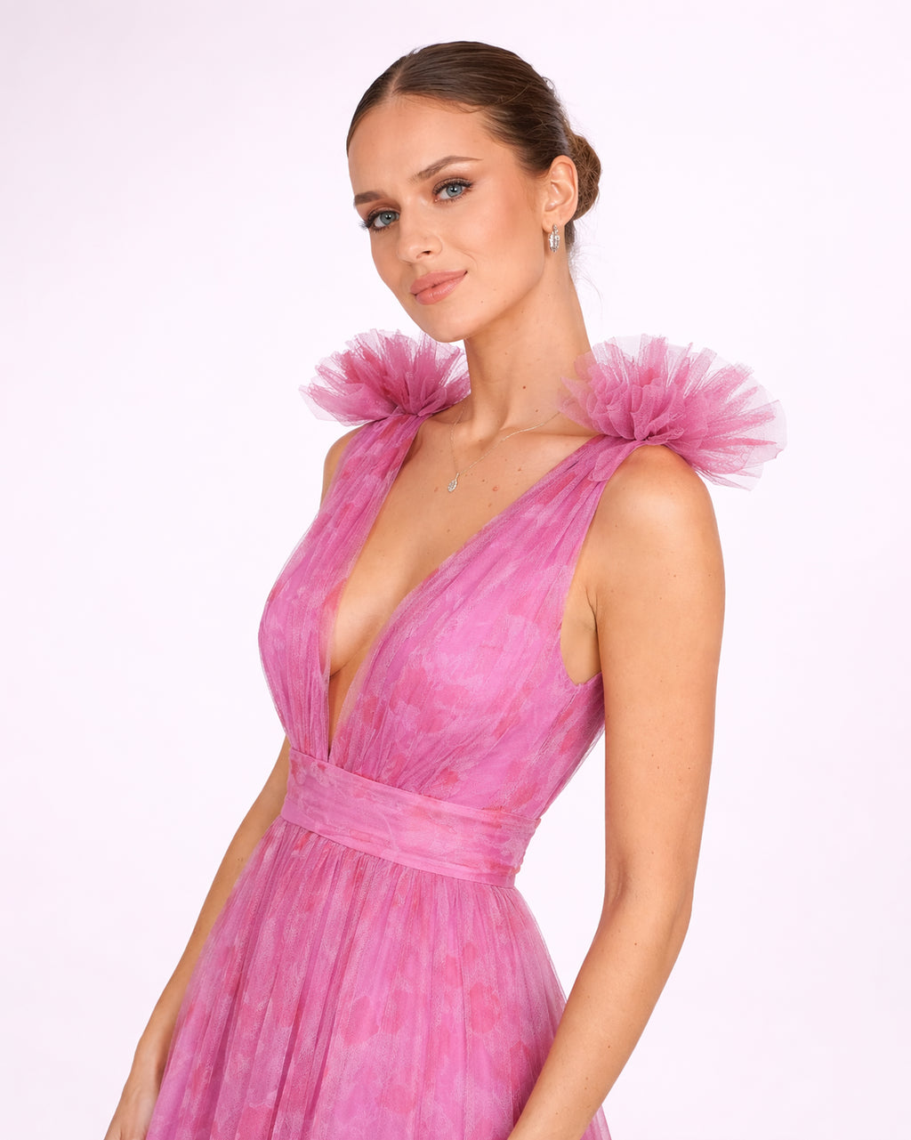 Lucie - Longue robe en tulle fleurie