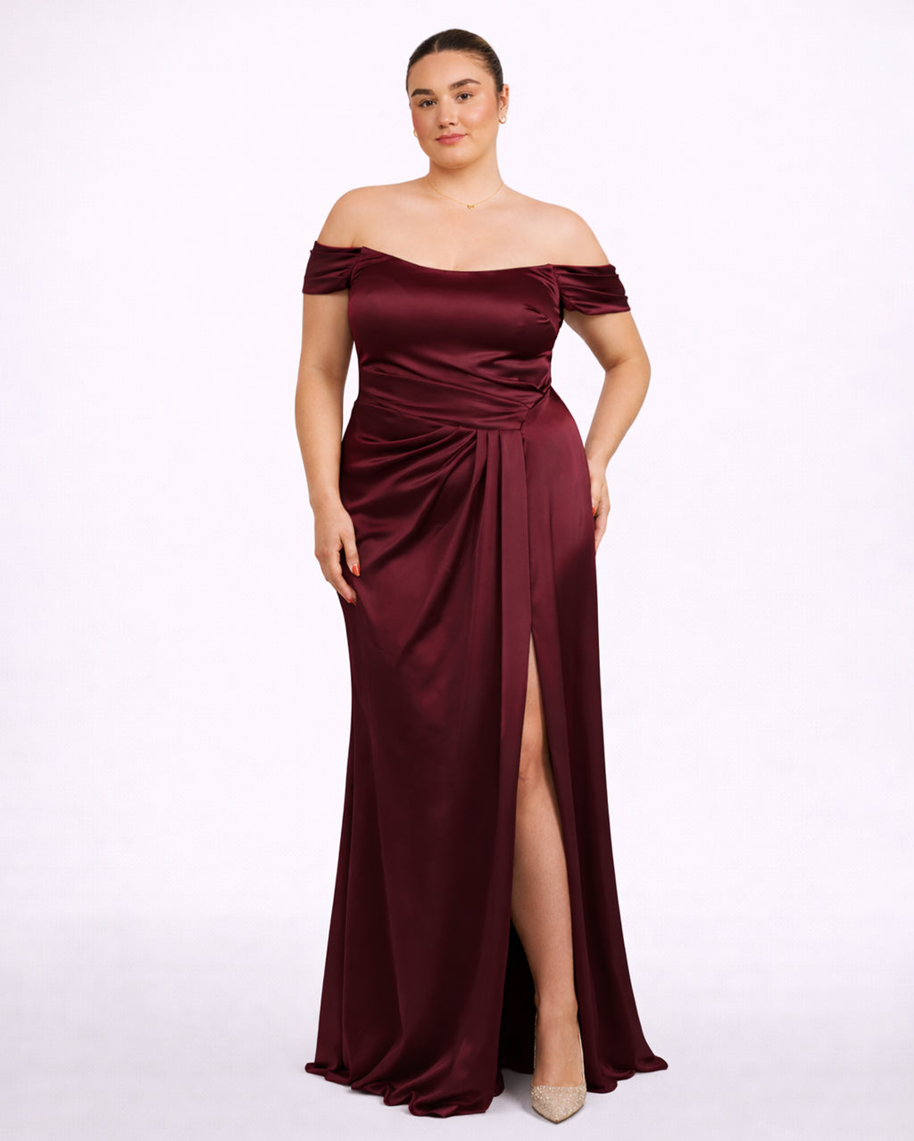 Mia - Robe à épaules dénudées Bordeaux