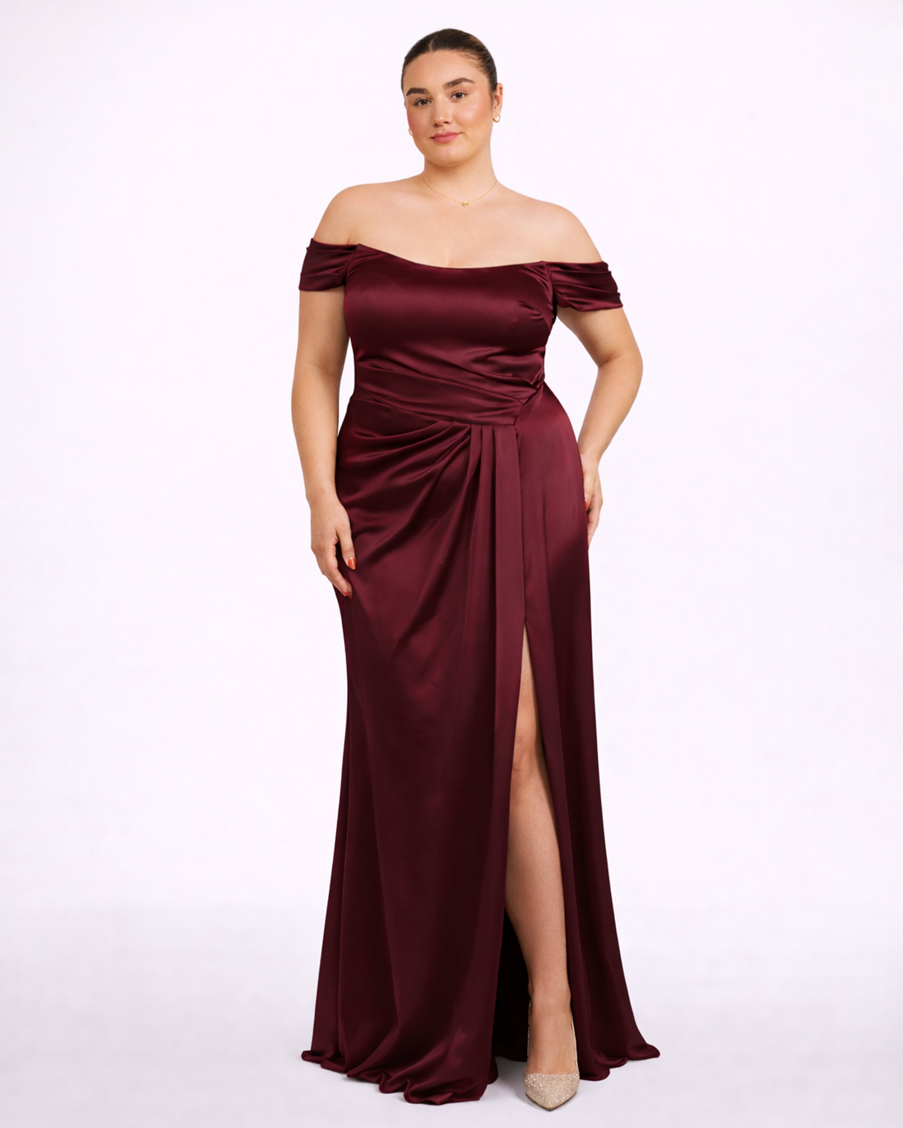 Mia - Robe à épaules dénudées Bordeaux