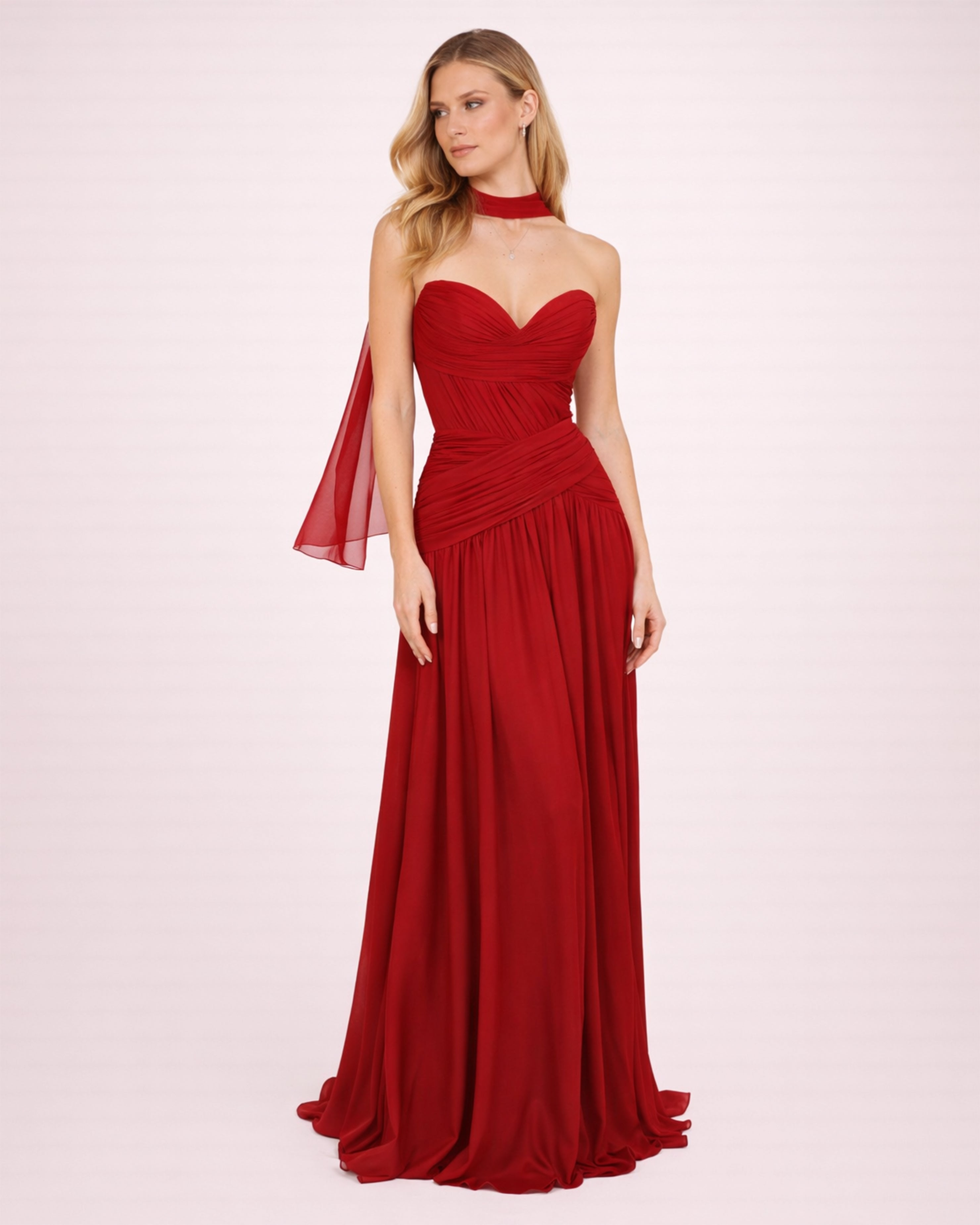 Oriane- Longue robe bustier bordeaux