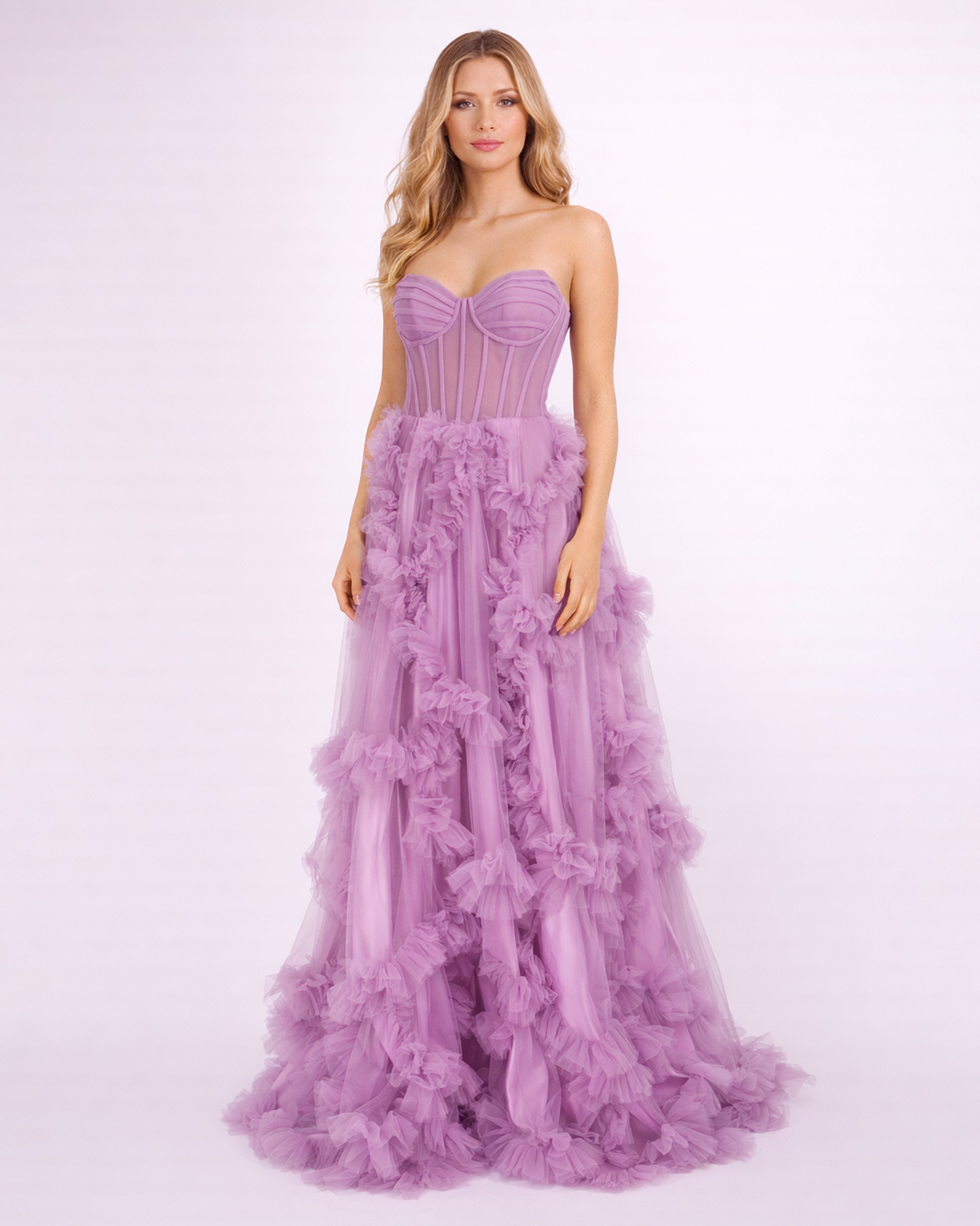 Alba - Longue robe en tulle mauve