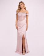 Celeste - Robe longue rose poudré