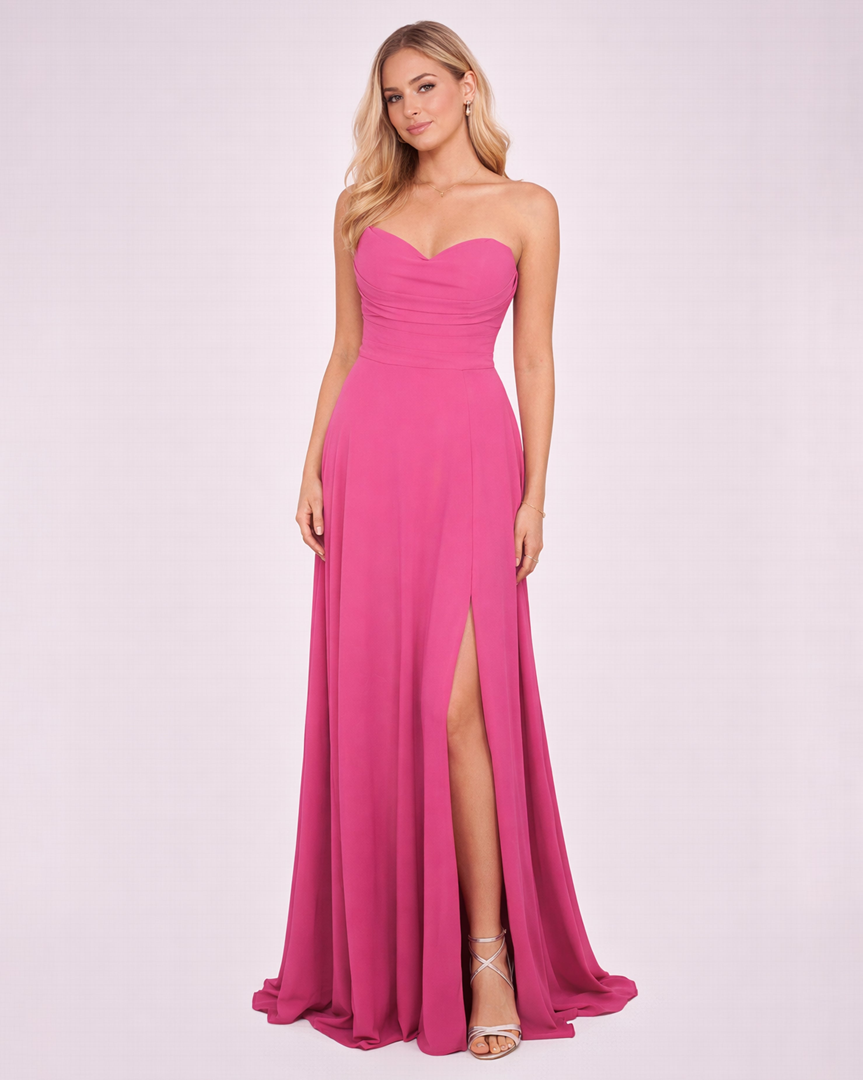Alma - Robe bustier fuchsia