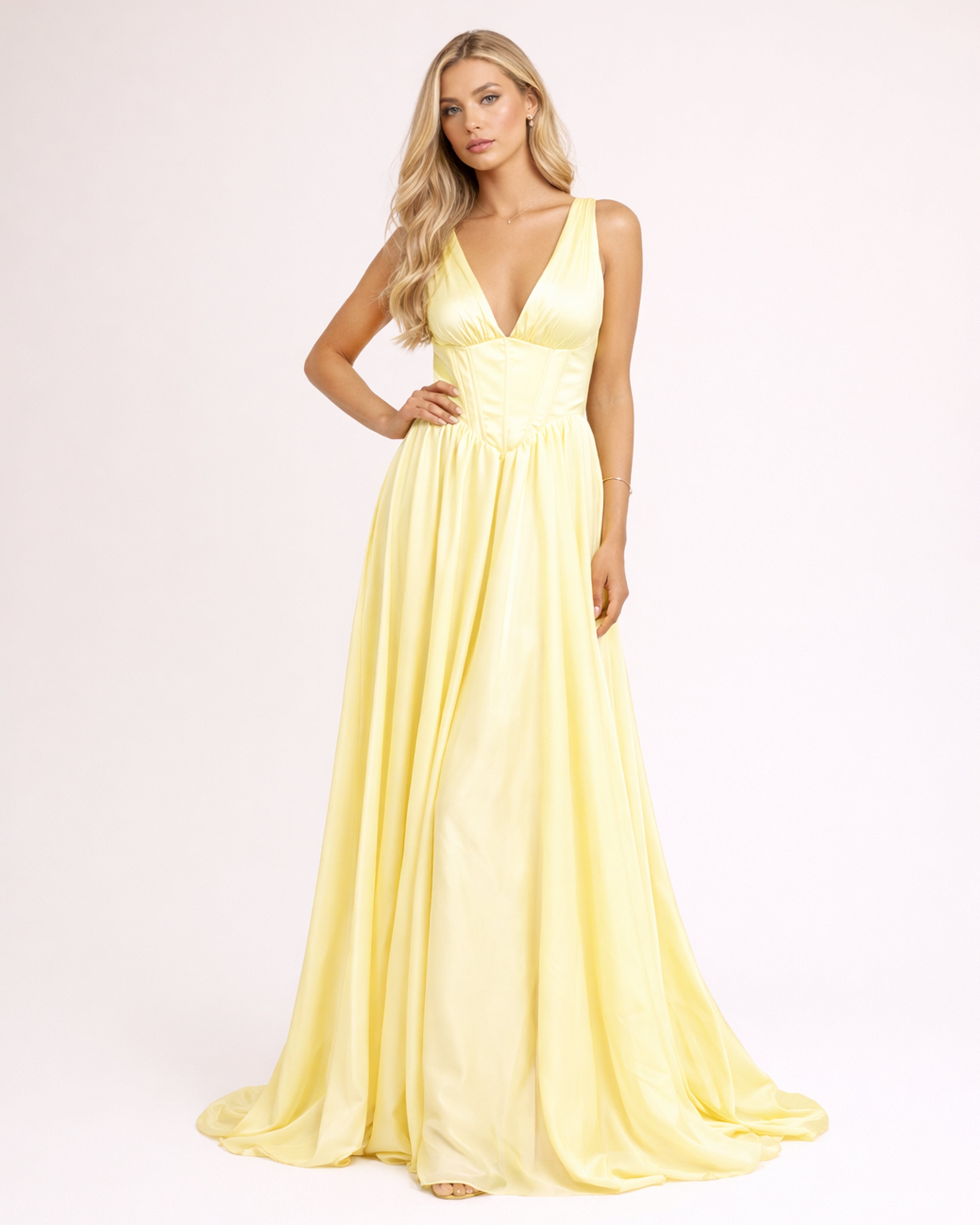 Olivia - Robe corset fluide jaune