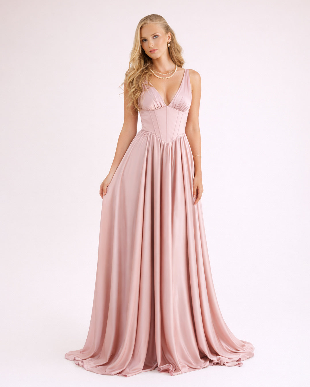 Olivia - Robe corset fluide rose