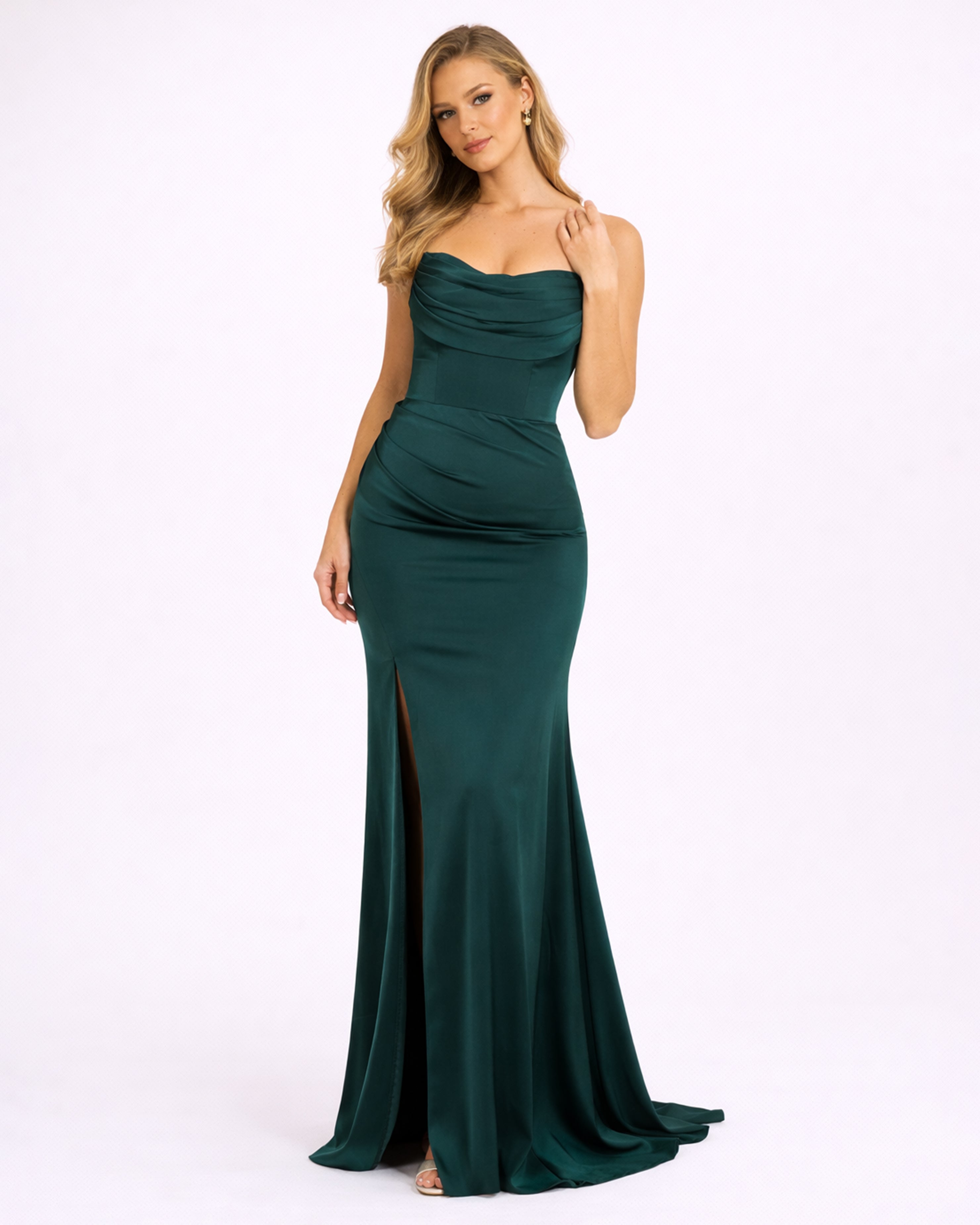 Laure - Robe bustier verte émeraude