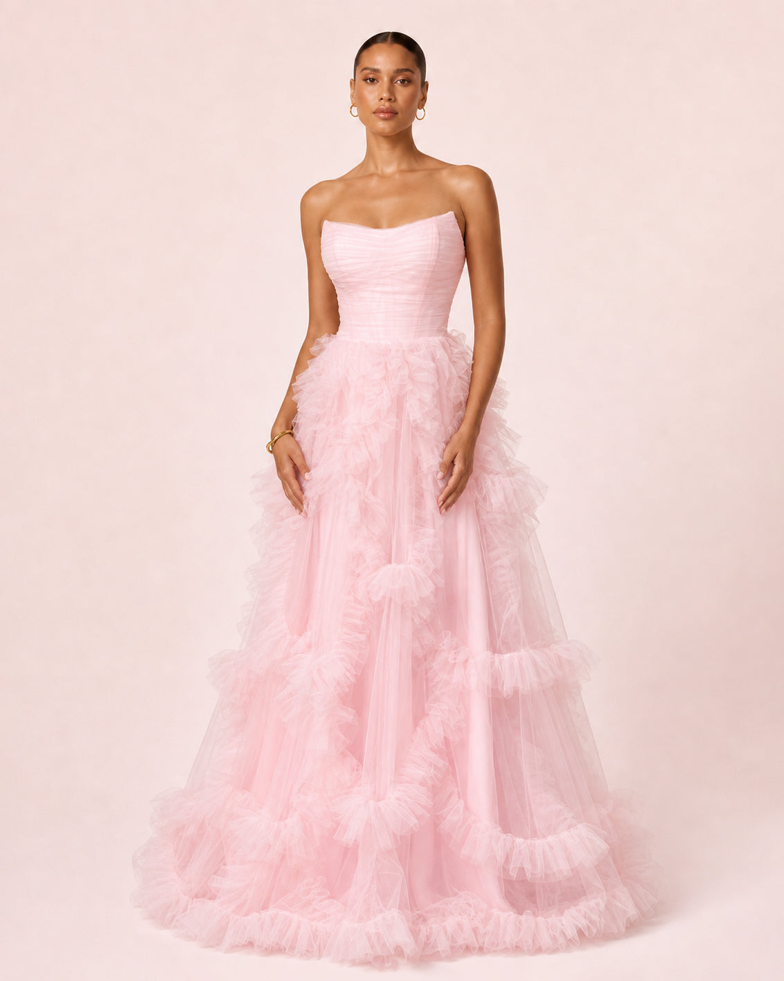Alia - Longue robe en tulle rose