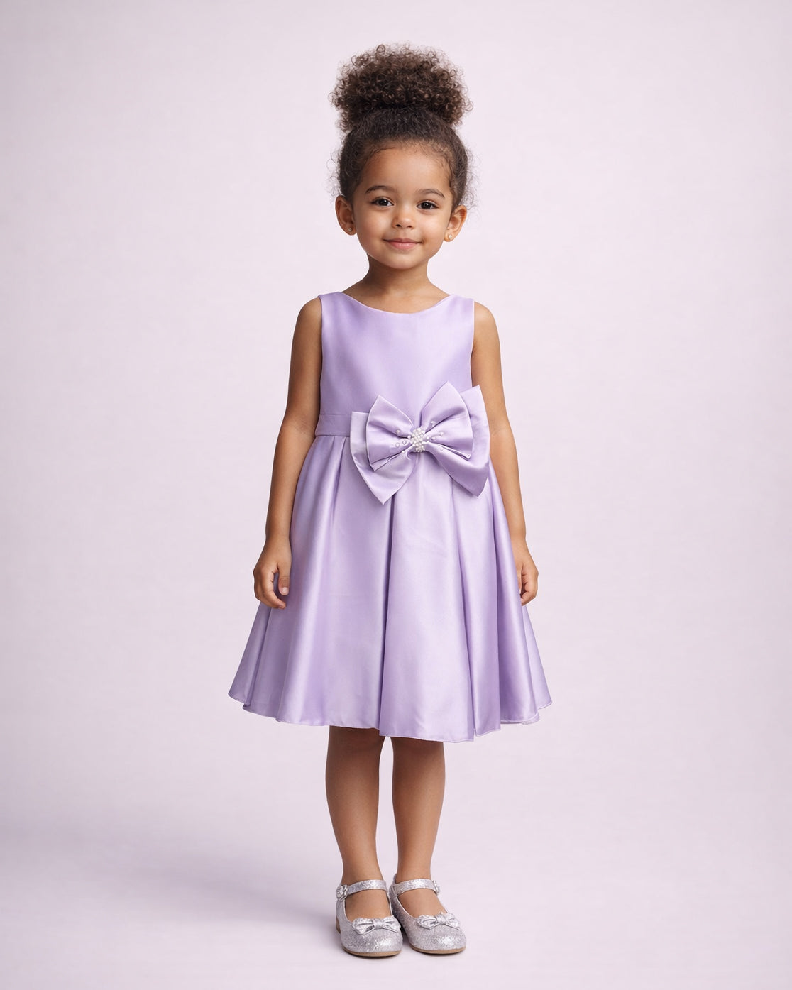 Lilirose - Robe enfant en satin lilas