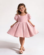 Maya - Robe enfant en satin rose poudré