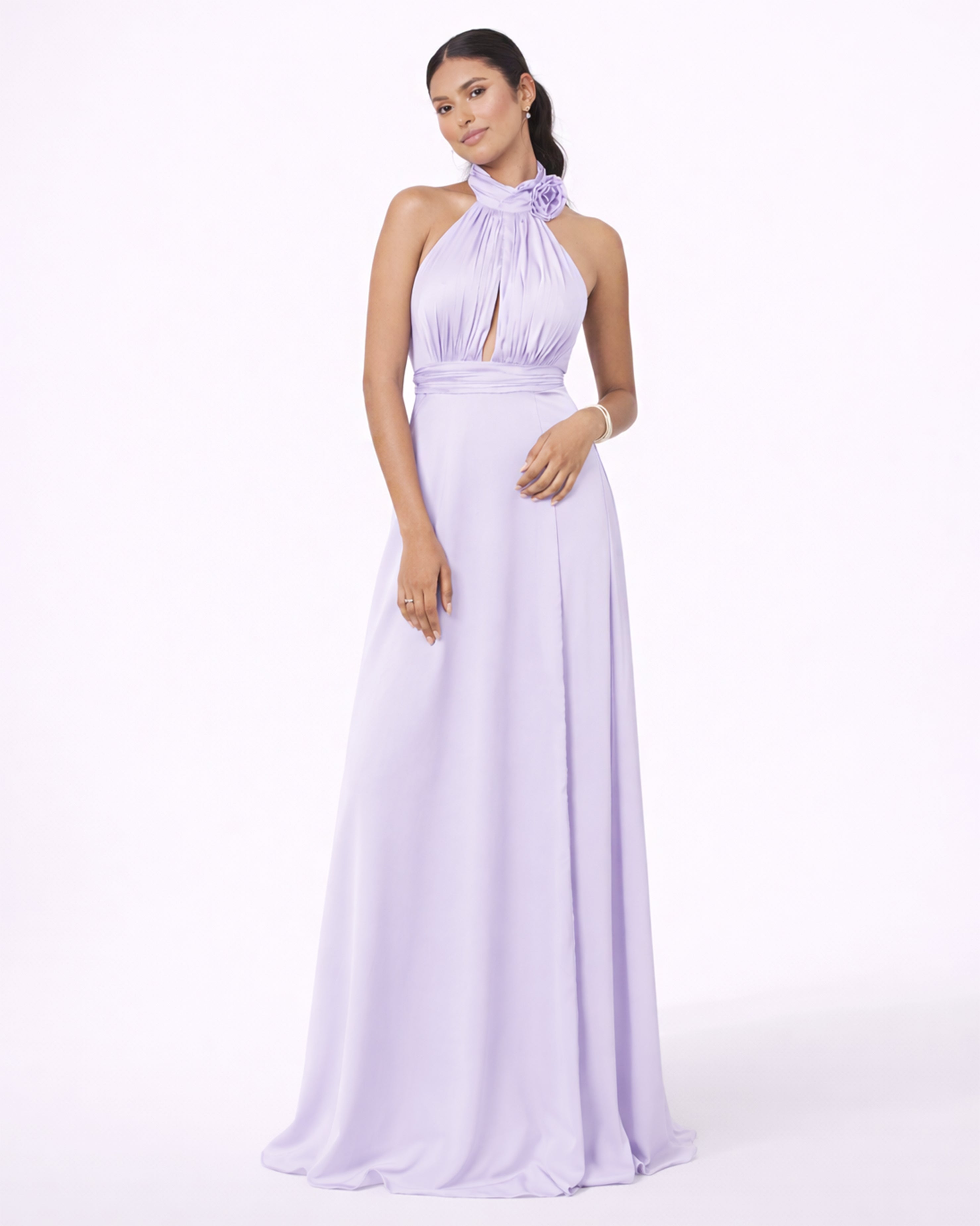 Rose - Longue robe satinée lilas