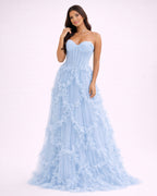 Alba - Longue robe en tulle bleu ciel