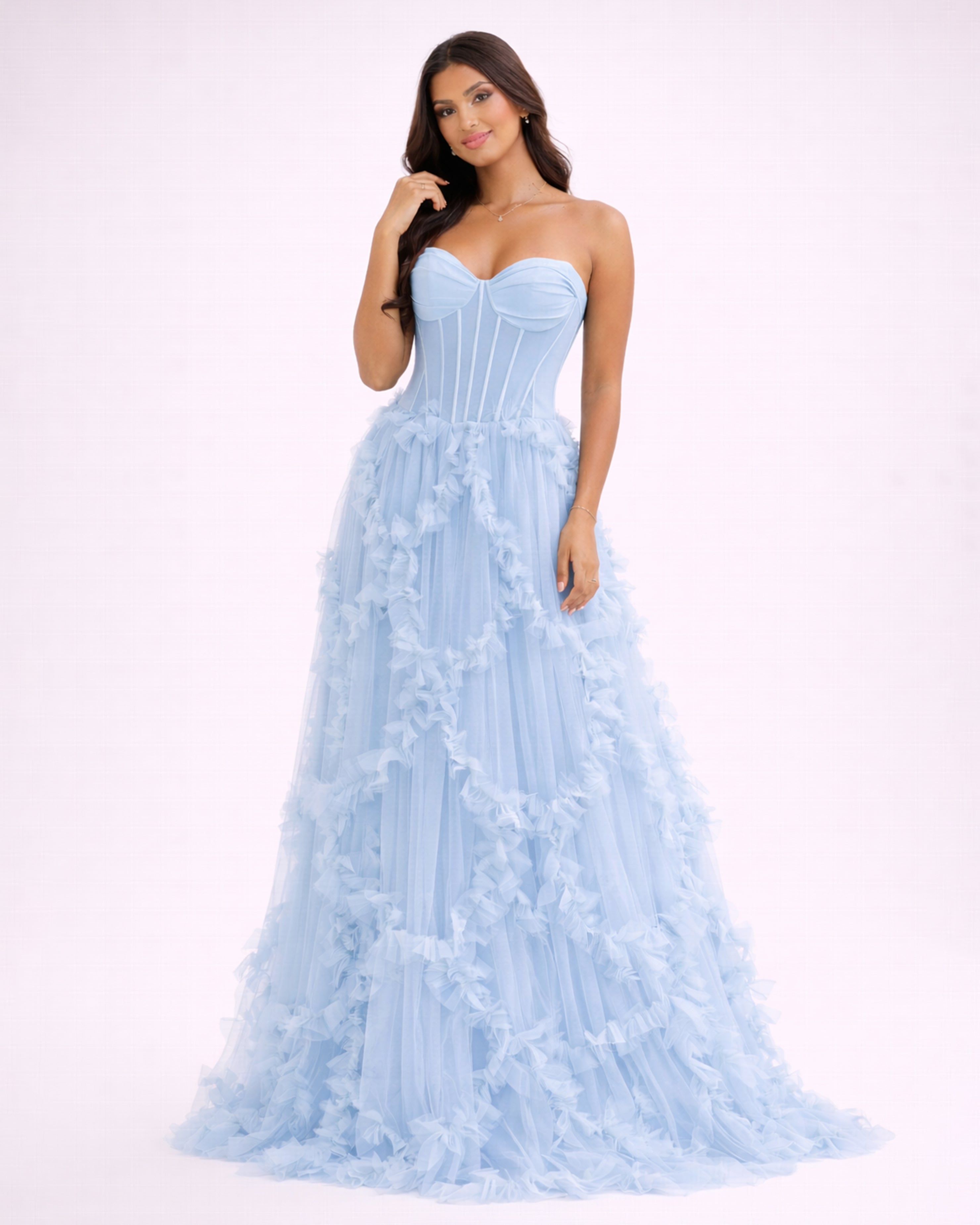 Alba - Longue robe en tulle bleu ciel
