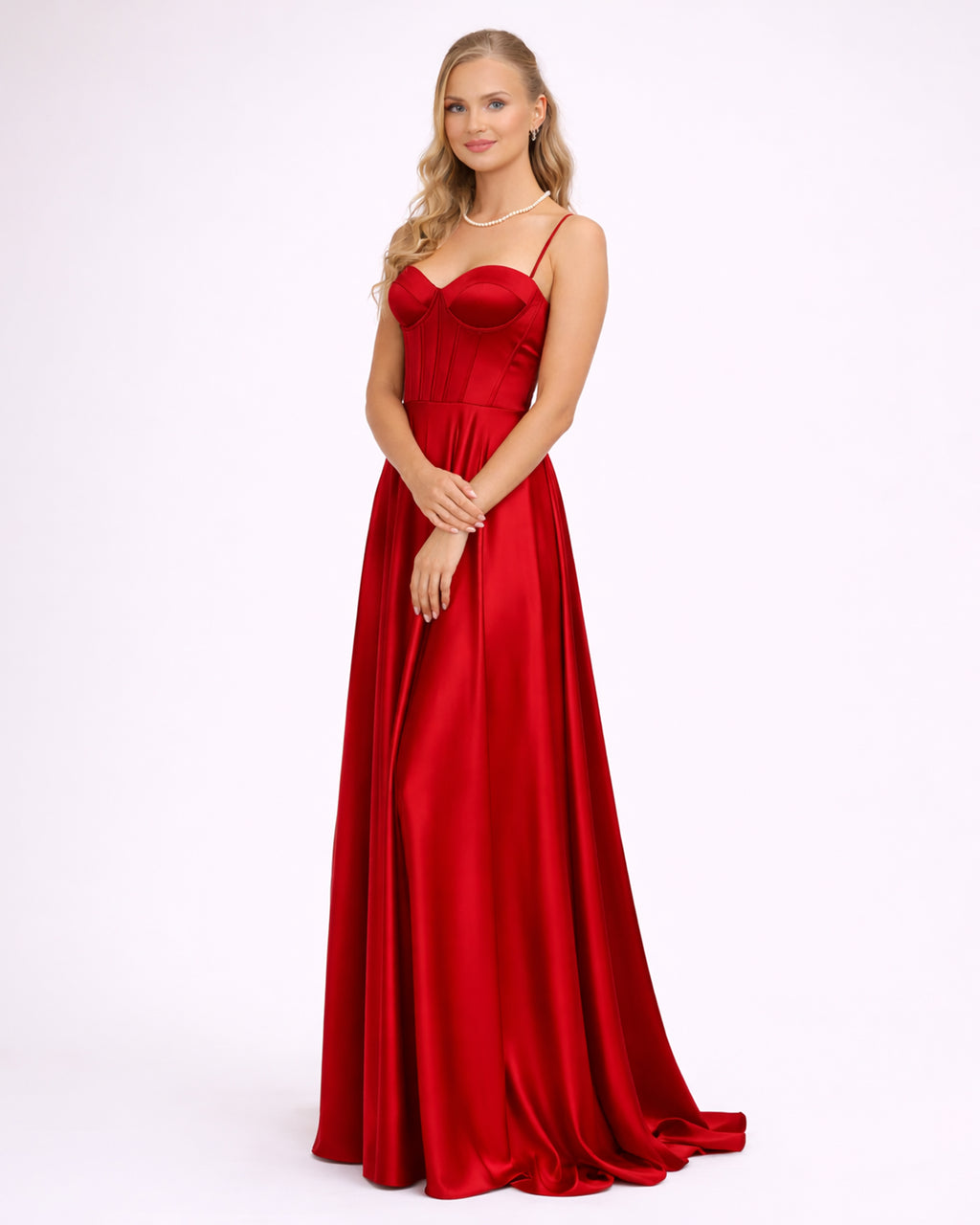 Eva - Robe corset en satin rouge