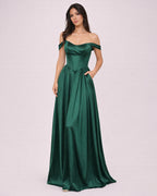 Chloé - Robe satinée verte émeraude