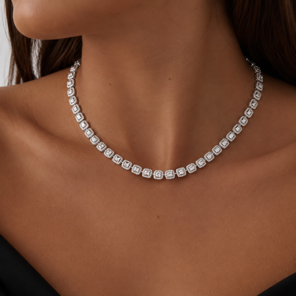 Collier Éclat carré argent