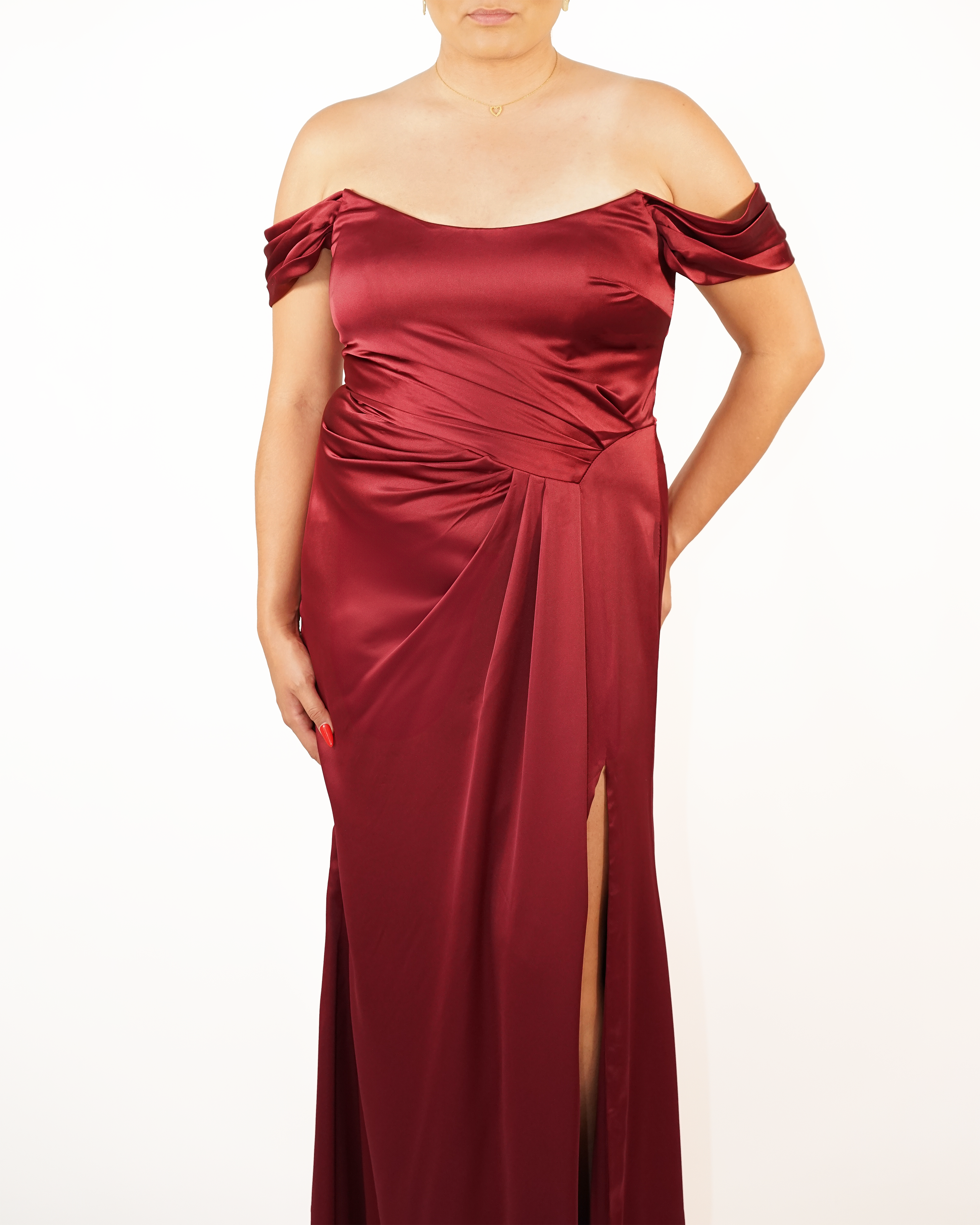 Mia - Robe à épaules dénudées Bordeaux