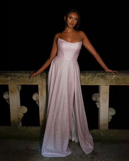 Nelly - Longue robe bustier rose