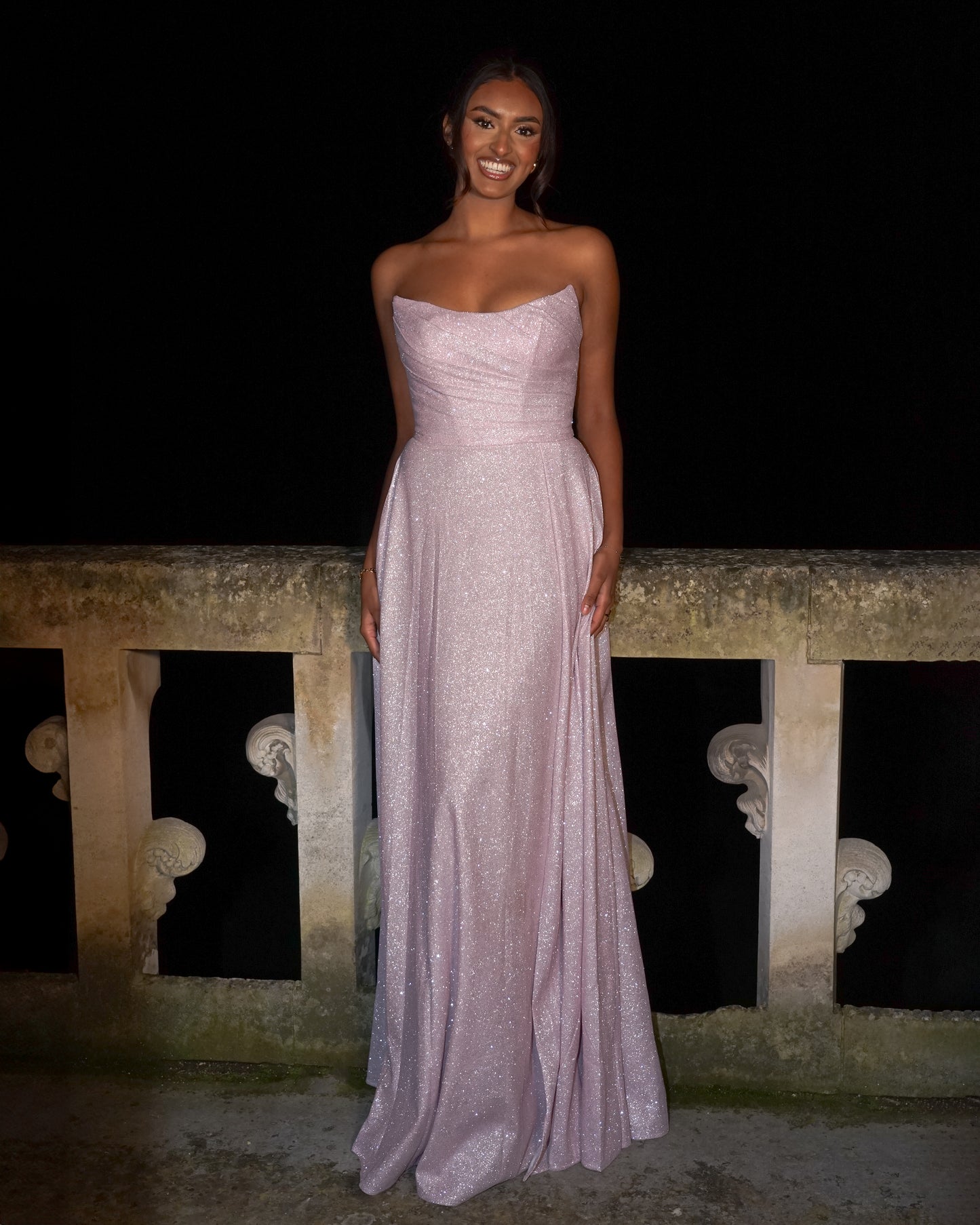 Nelly - Longue robe bustier rose