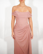 Eden - Long draped red dress