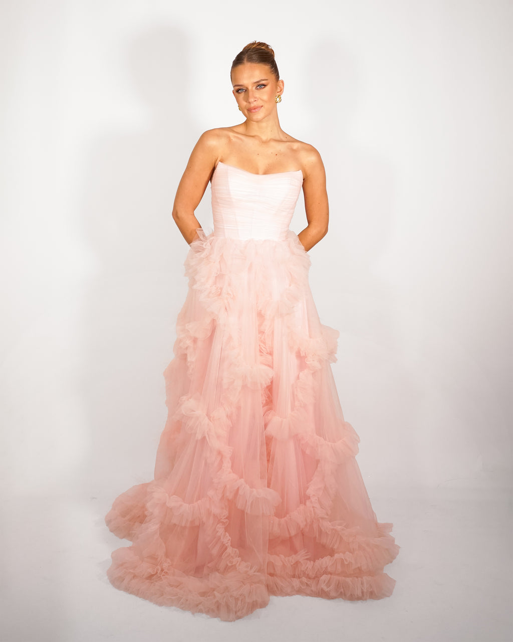Alia - Longue robe en tulle rose