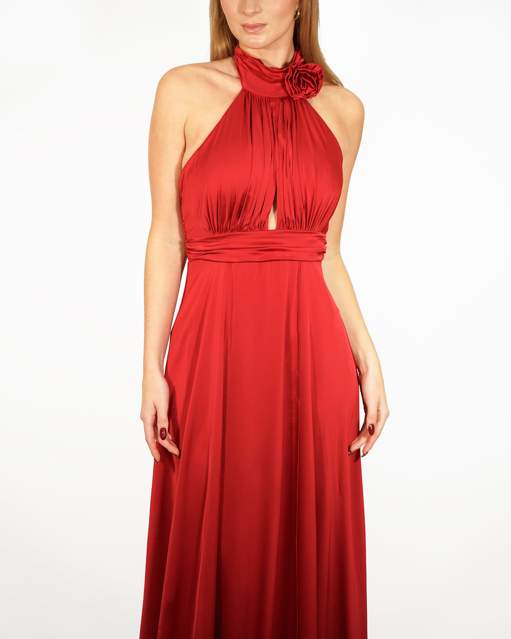 Longue Robe Satinée Bordeaux