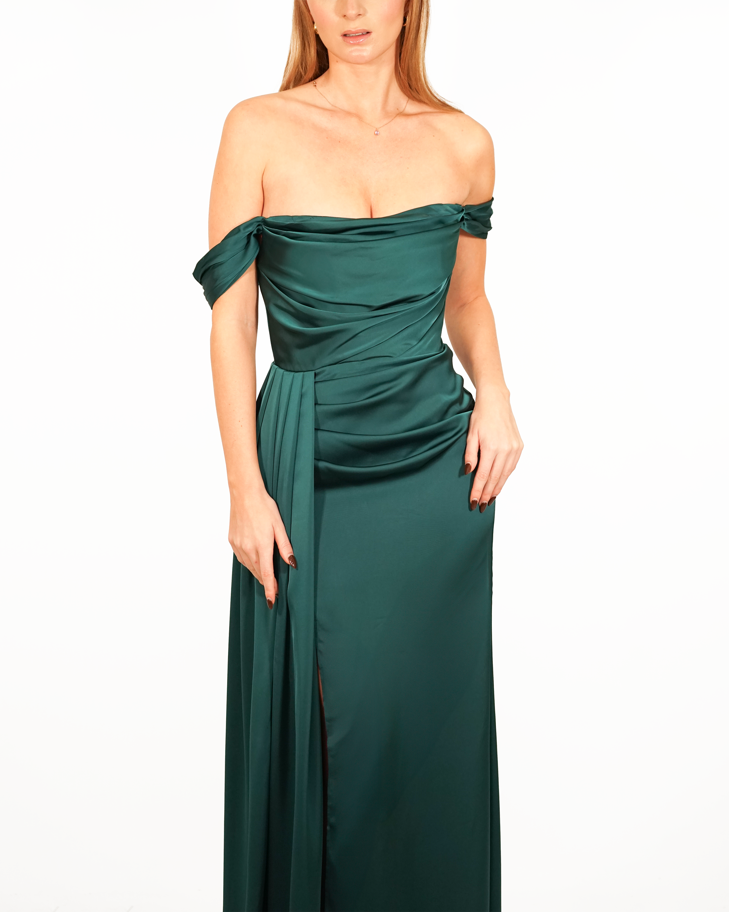 Robe Satinée Verte Emeraude